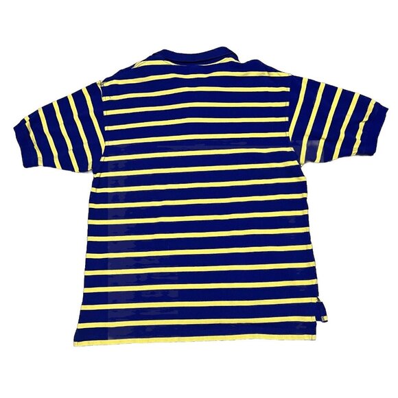 Vintage Disney Store Goofy Logo Embroidered Blue Yellow Striped Polo - Men's XL - Picture 2 of 6
